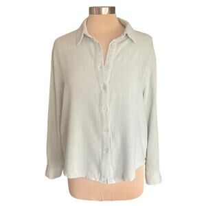 Klesis Linen Blend Sage Button Down Shirt LRG Super Soft Roll Tab Sleeve Casual